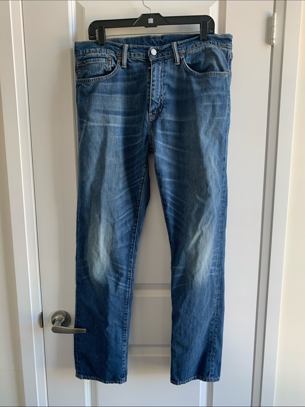 Levi's Straight Fit Blue Jeans with Faded Details